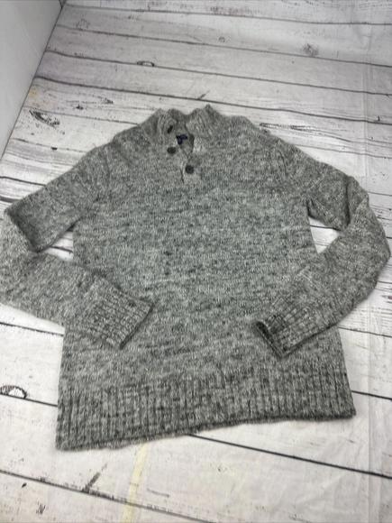 Other - Gap Alpaca Wool Blend Sweater Mens Large Gray Henley Mock Neck 3 Button Classic